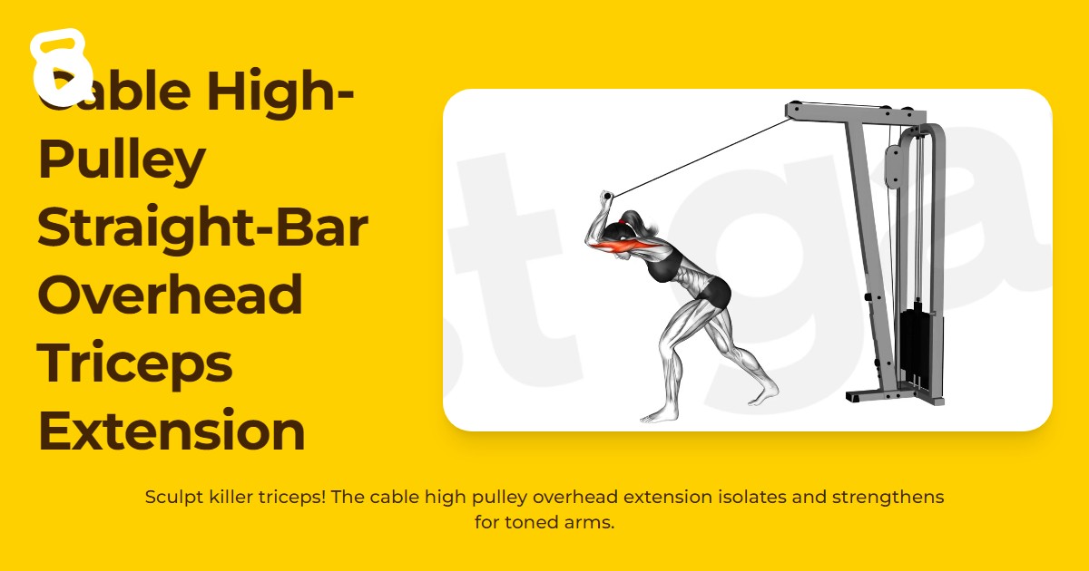 Cable High-Pulley Straight-Bar Overhead Triceps Extension | JustGains