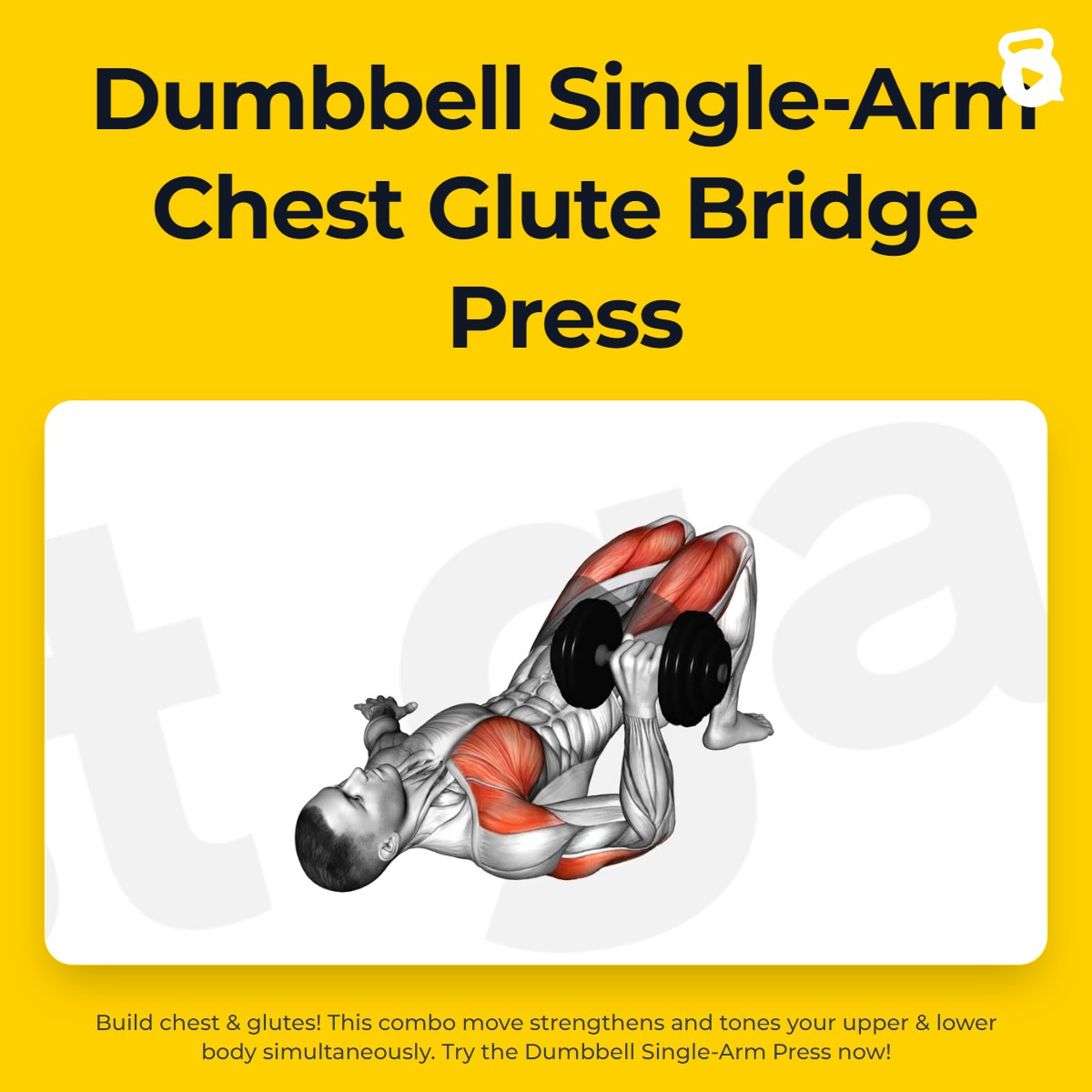 Dumbbell Single-Arm Chest Glute Bridge Press | JustGains