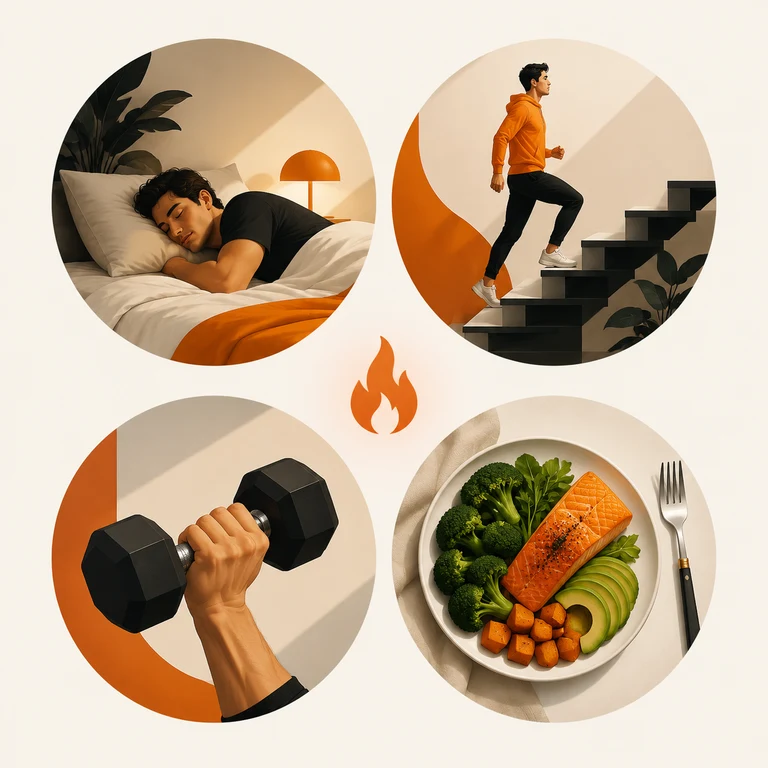 Illustration of daily calorie burn split between resting metabolism, everyday movement, exercise, and digestion